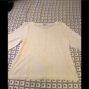 Gap ivory 3/4 sleeve tee with lace overlay xxl